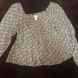 Japna Black and White Floral Babydoll Blouse